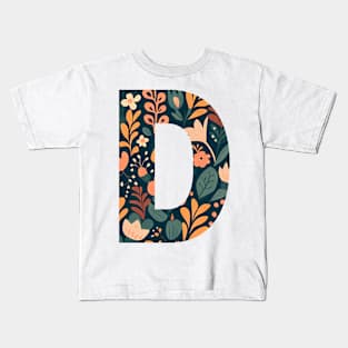 Whimsical Floral Letter D Kids T-Shirt